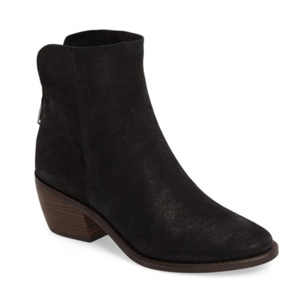 Lucky Brand Fold Over Suede Black Leather Boho Career Casual Kaiya Point Boots